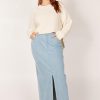 Women Girl and the Sun Bottoms | Melody Midi Skirt-Light Blue Wash