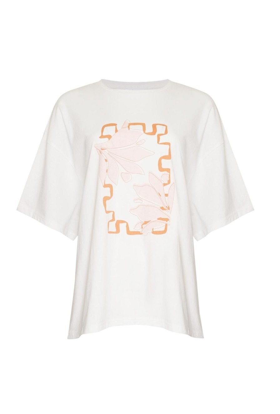 Women Girl and the Sun Graphic Tees | Aloha Tee-Ivory & Orange