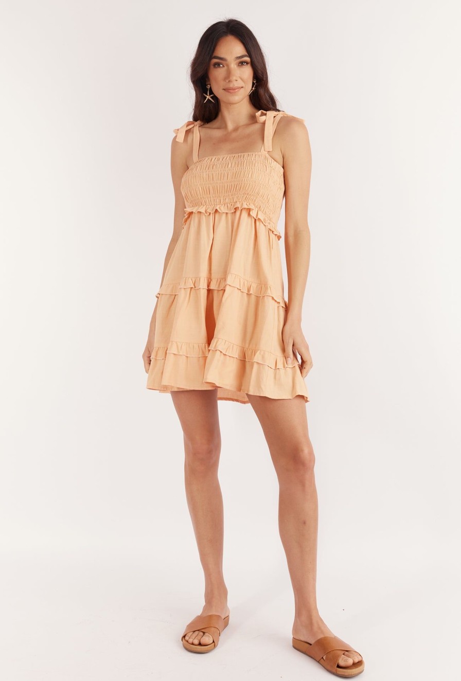 Women Girl and the Sun Dresses | Bowie Mini Dress-Peach