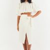 Women Girl and the Sun Bottoms | Elara Midi Skirt-White