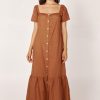 Women Girl and the Sun Dresses | Kima Maxi Dress-Dark Brown