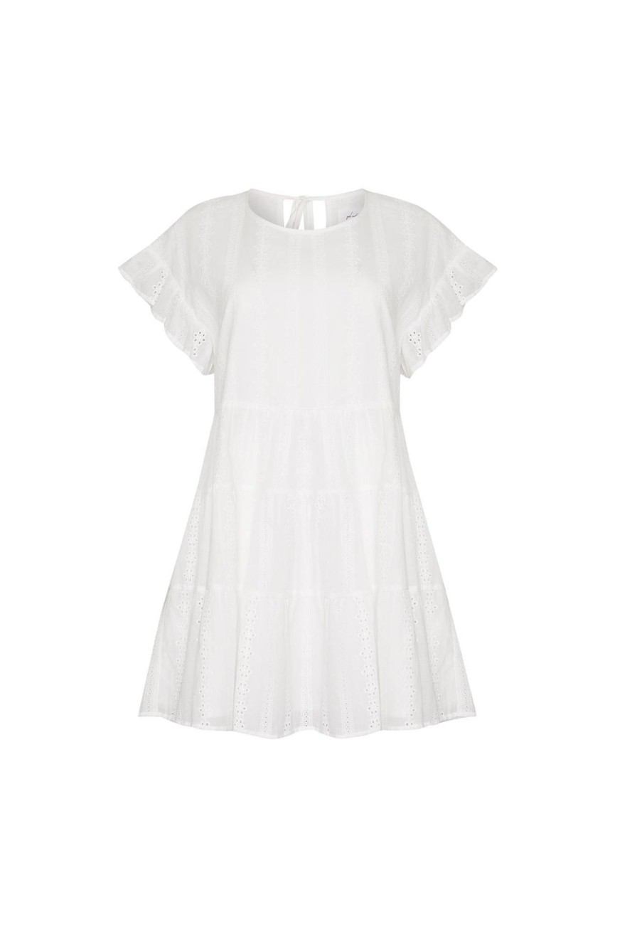 Women Girl and the Sun Dresses | Twilight Mini Dress-White Eyelet