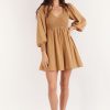 Women Girl and the Sun Dresses | Francine Mini Dress-Toffee