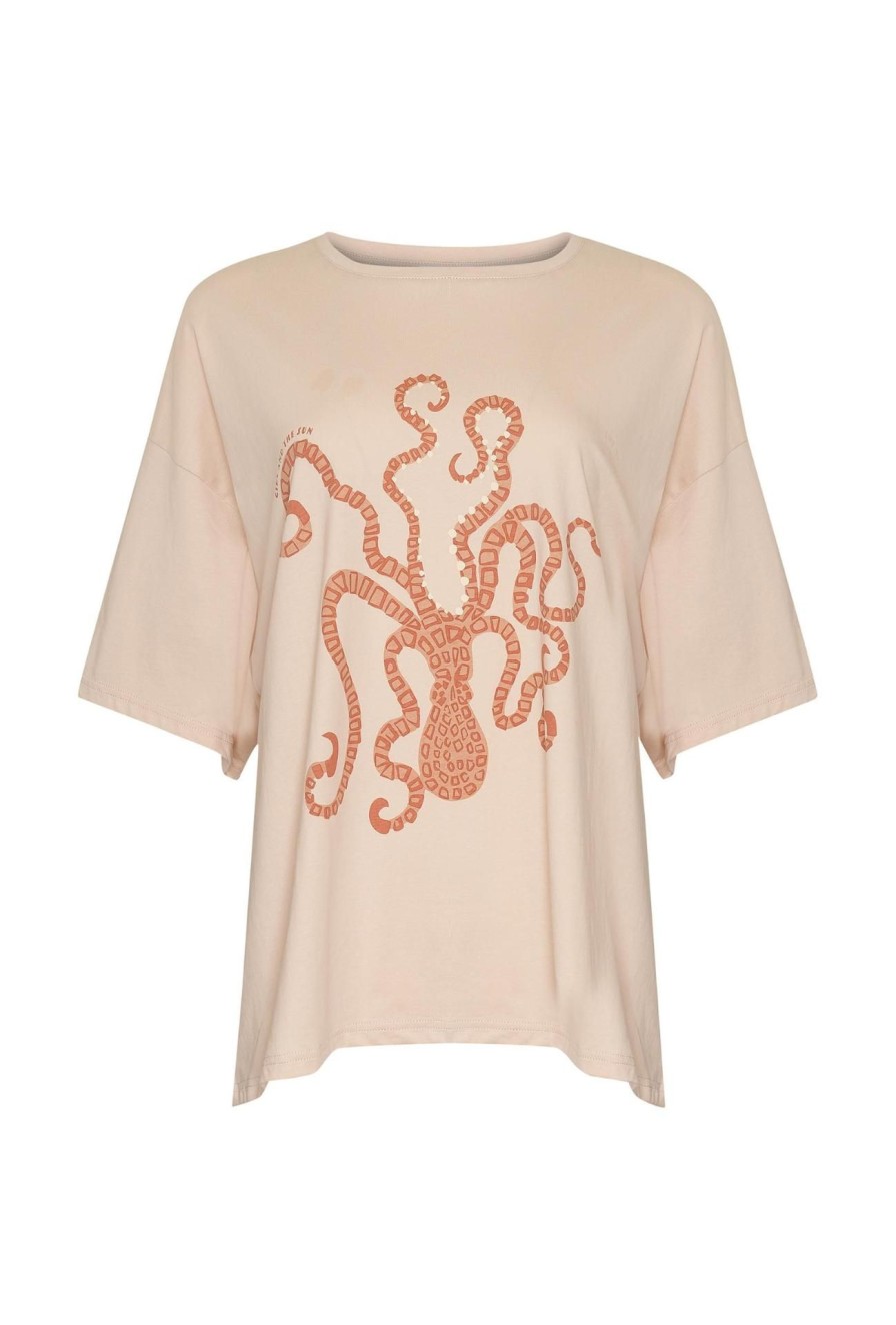 Women Girl and the Sun Graphic Tees | Octopodi Tee-Sand & Blush