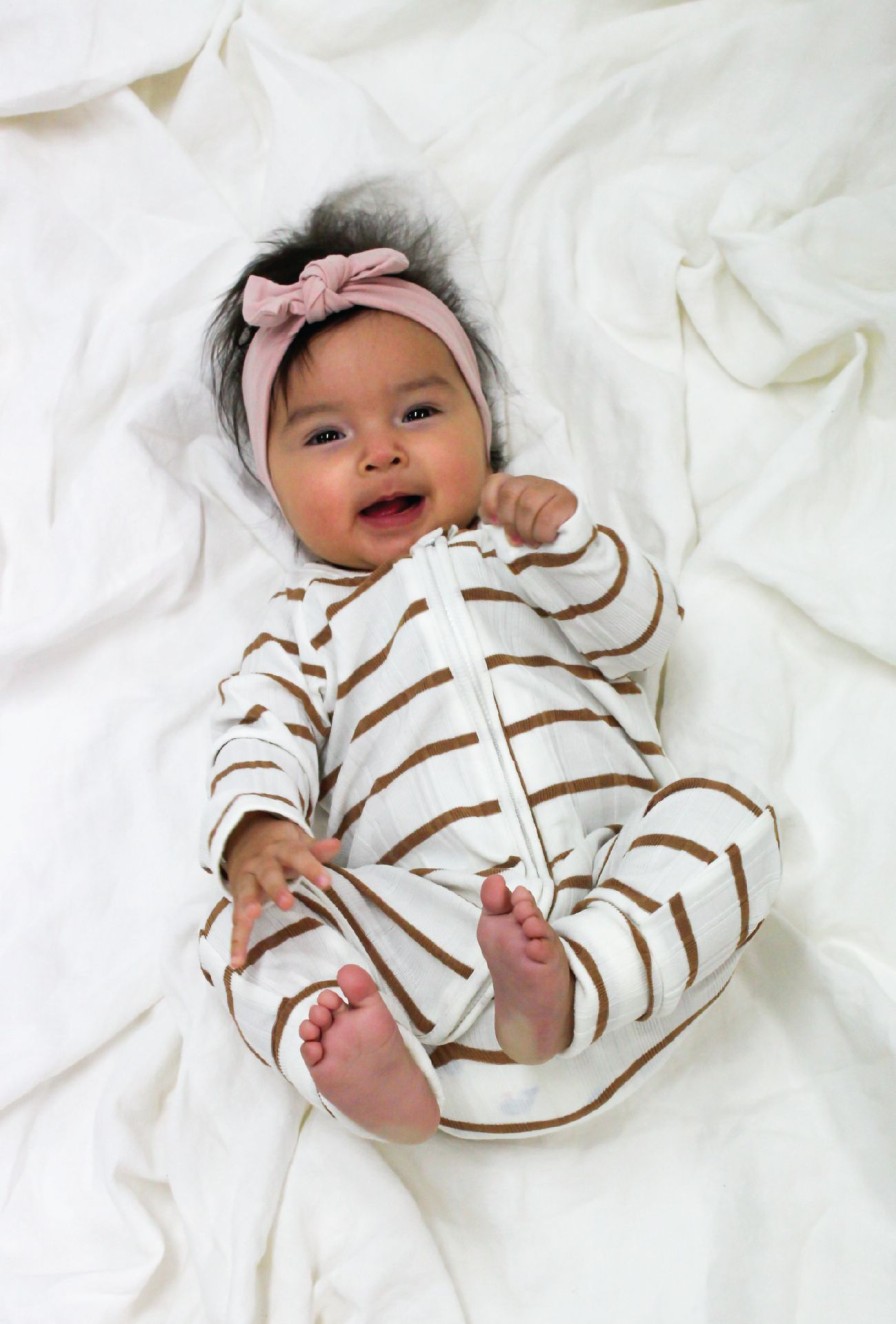 Kids Girl and the Sun | Farrah Onesie/Cream Mocha Stripe