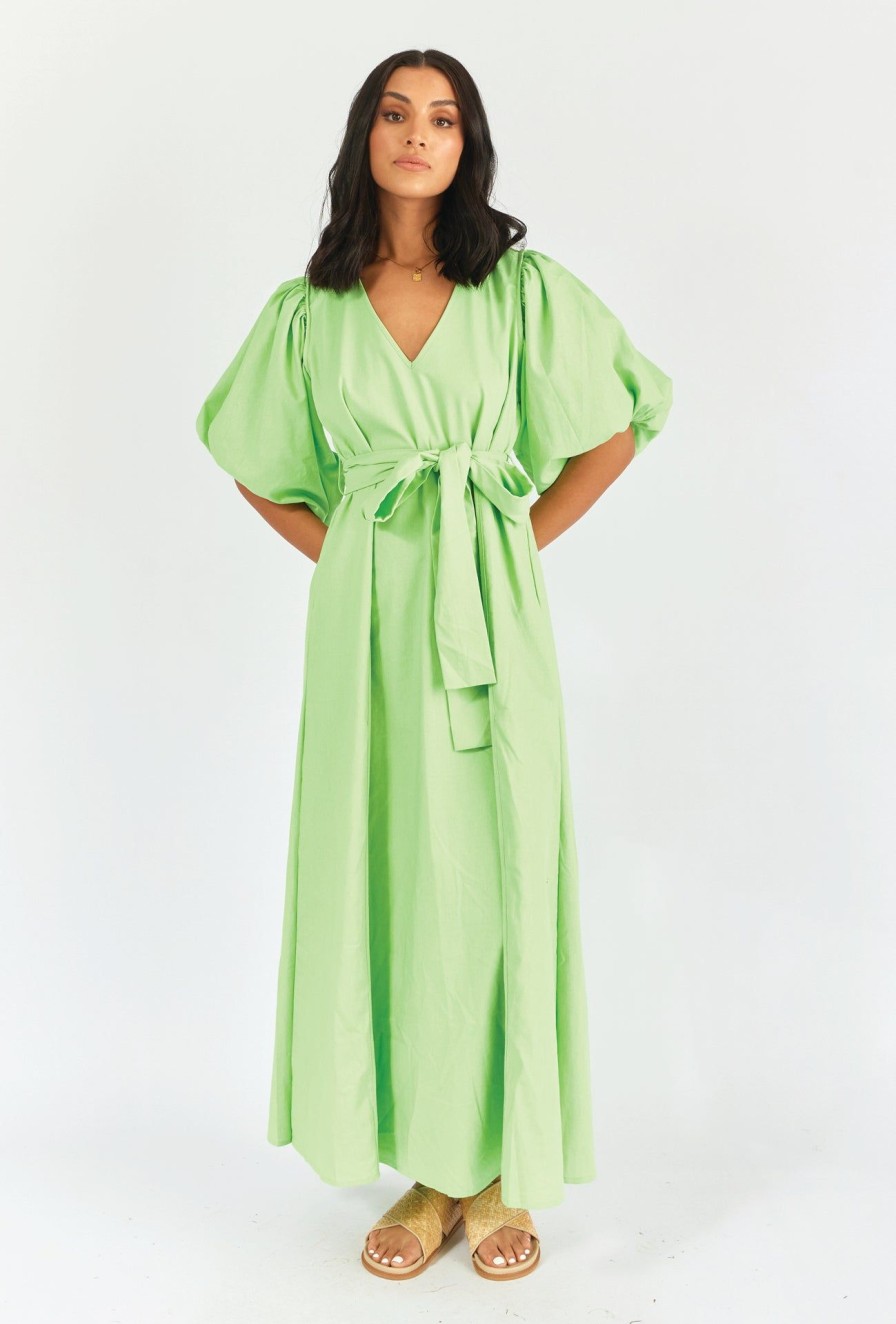 Women Girl and the Sun Dresses | Aura Maxi Dress-Apple Green