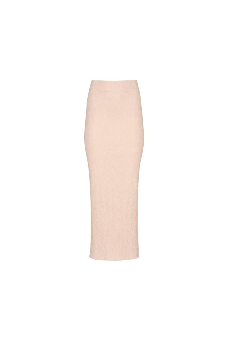 Women Girl and the Sun Bottoms | Alina Midi Skirt-Pink Ribbed