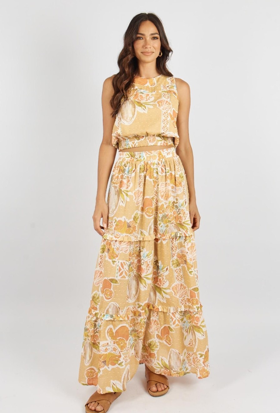 Women Girl and the Sun Bottoms | Elio Maxi Skirt-Tropical Print