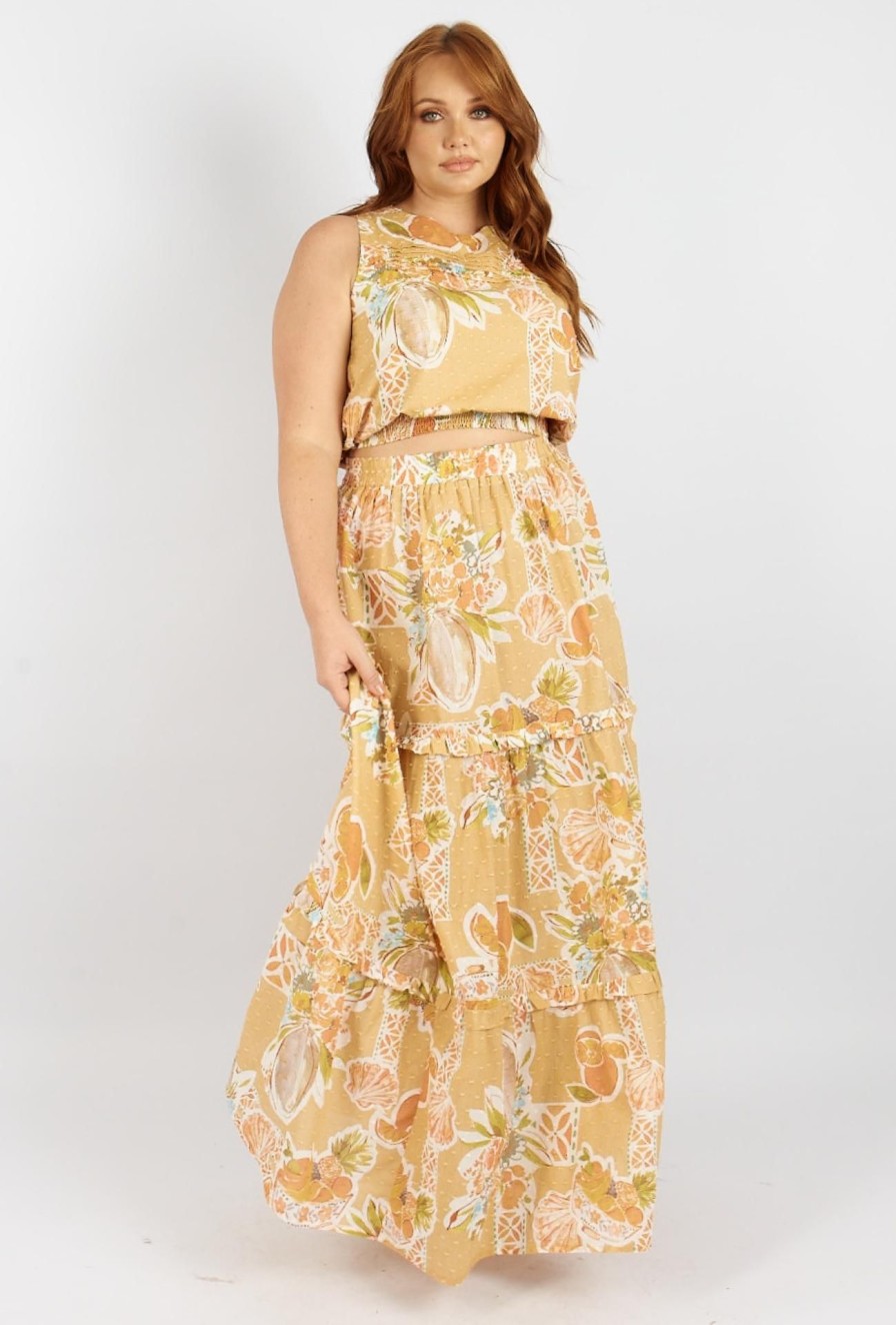 Women Girl and the Sun Bottoms | Elio Maxi Skirt-Tropical Print