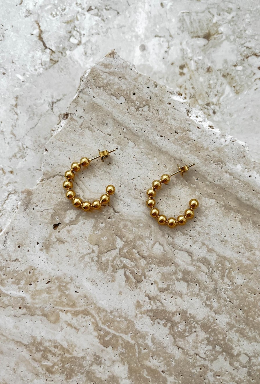 Women Girl and the Sun Jewellery | Stud Beads Mini Hoop Earrings