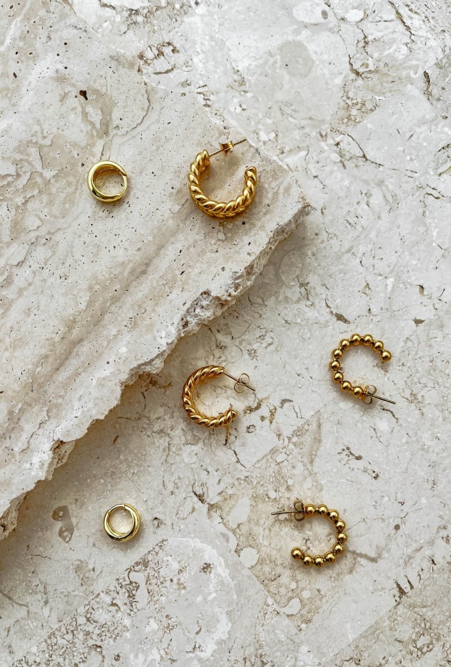 Women Girl and the Sun Jewellery | Stud Beads Mini Hoop Earrings