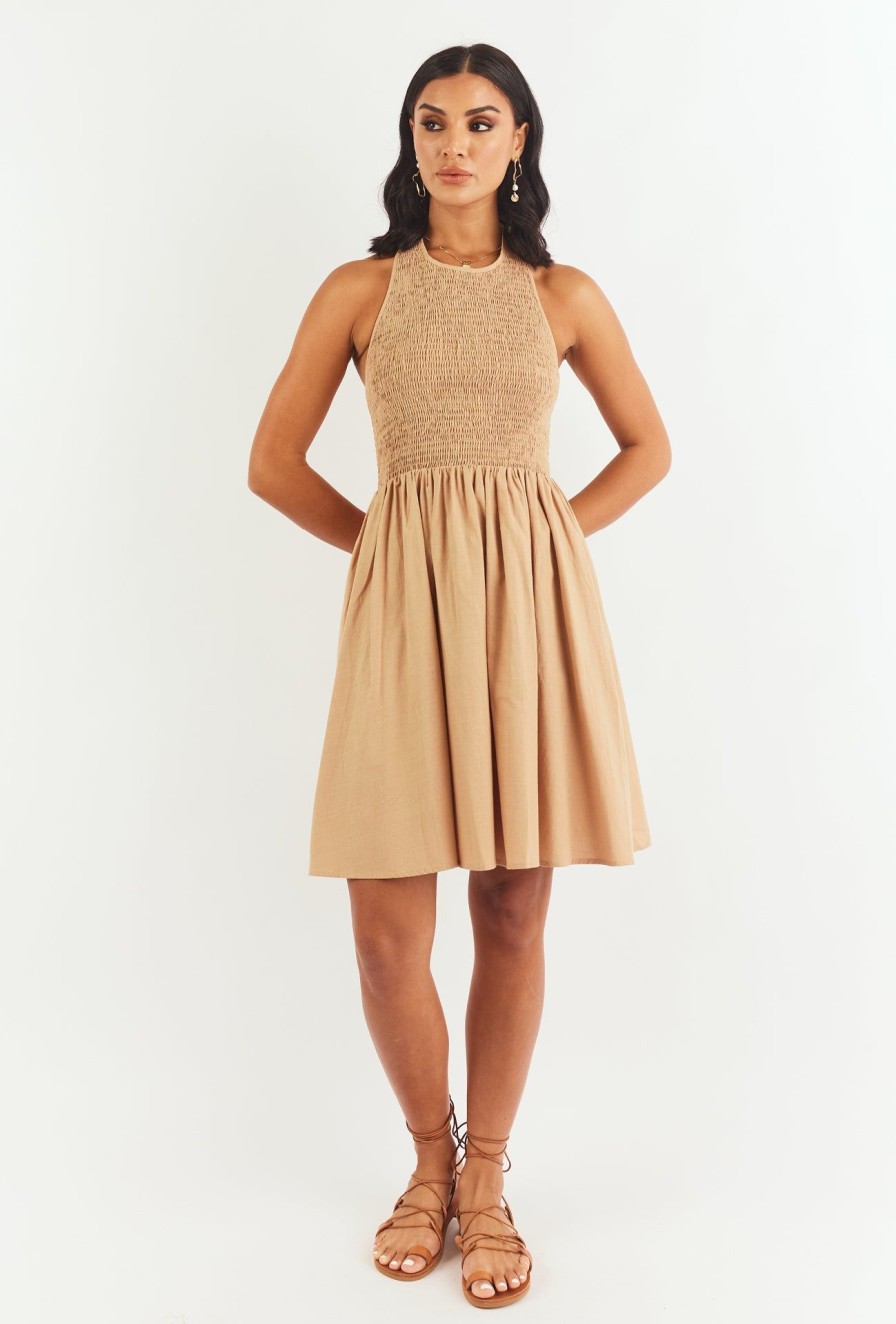 Women Girl and the Sun Dresses | Jazmin Mini Dress-Sand