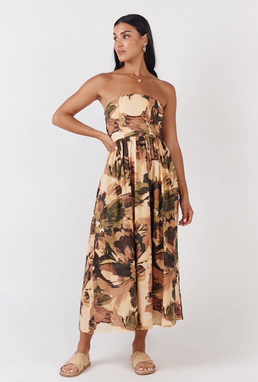 Women Girl and the Sun Dresses | Cove Midi Dress-Wild Forest Print