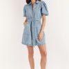 Women Girl and the Sun Denim | Avis Mini Dress-Blue Denim