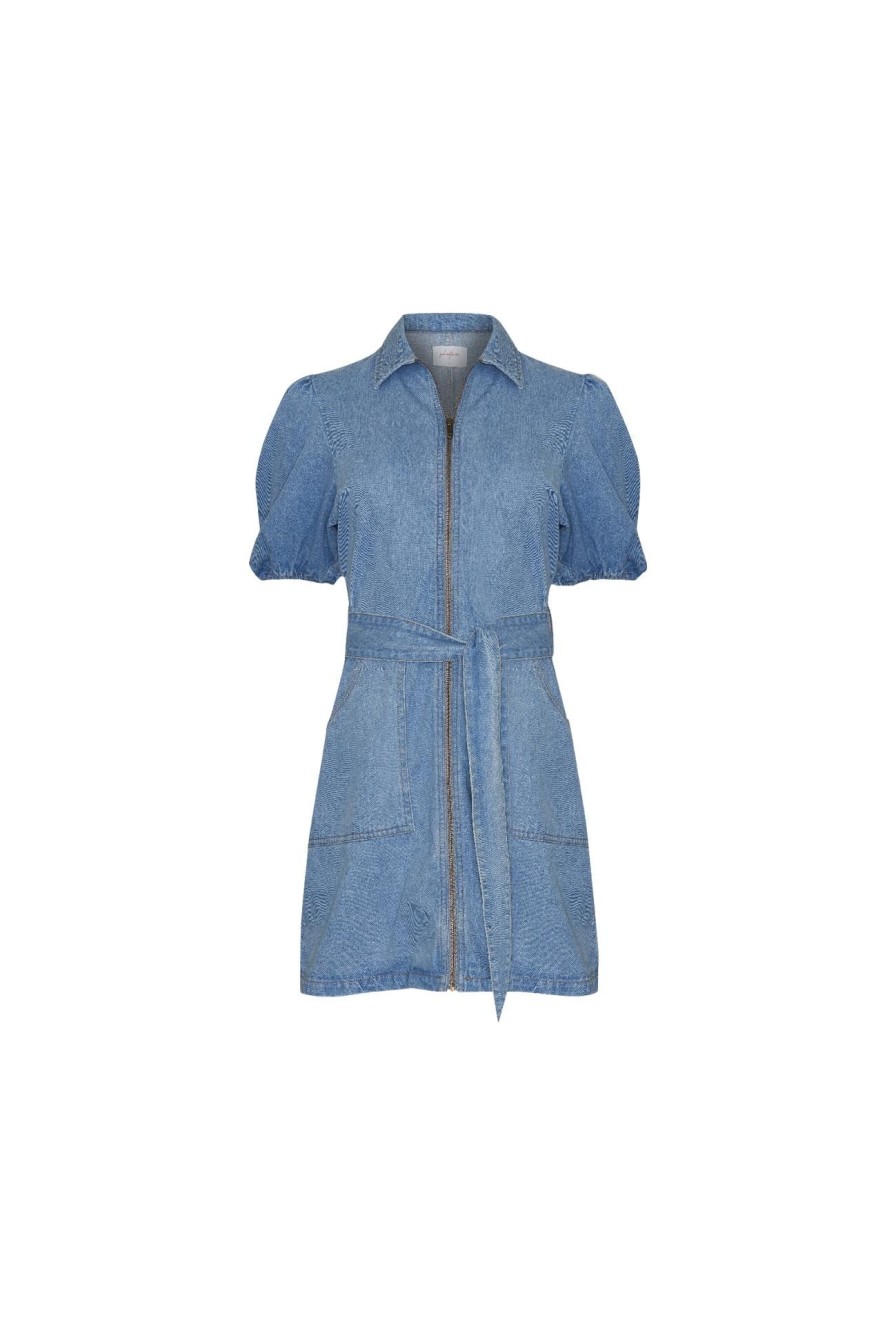 Women Girl and the Sun Denim | Avis Mini Dress-Blue Denim