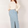 Women Girl and the Sun Denim | Melody Midi Skirt-Light Blue Wash