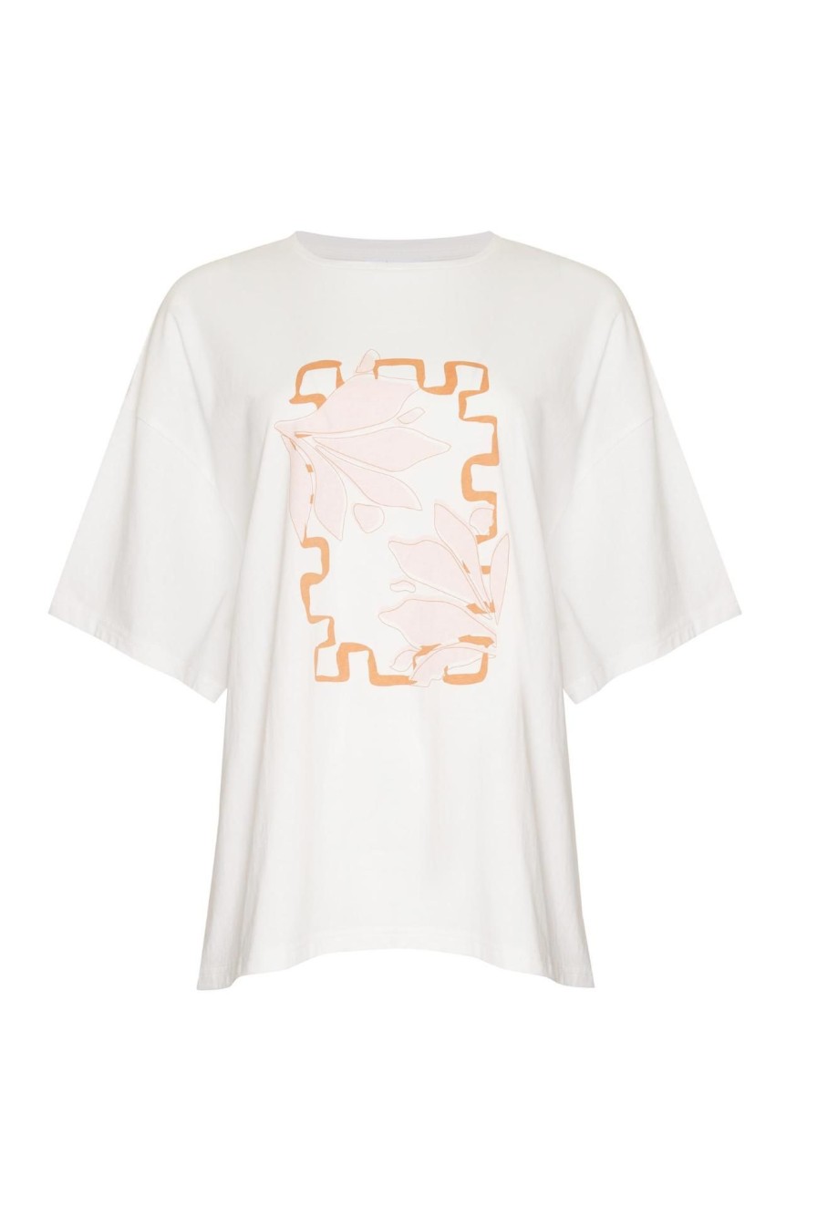 Women Girl and the Sun Tops | Aloha Tee-Ivory & Orange