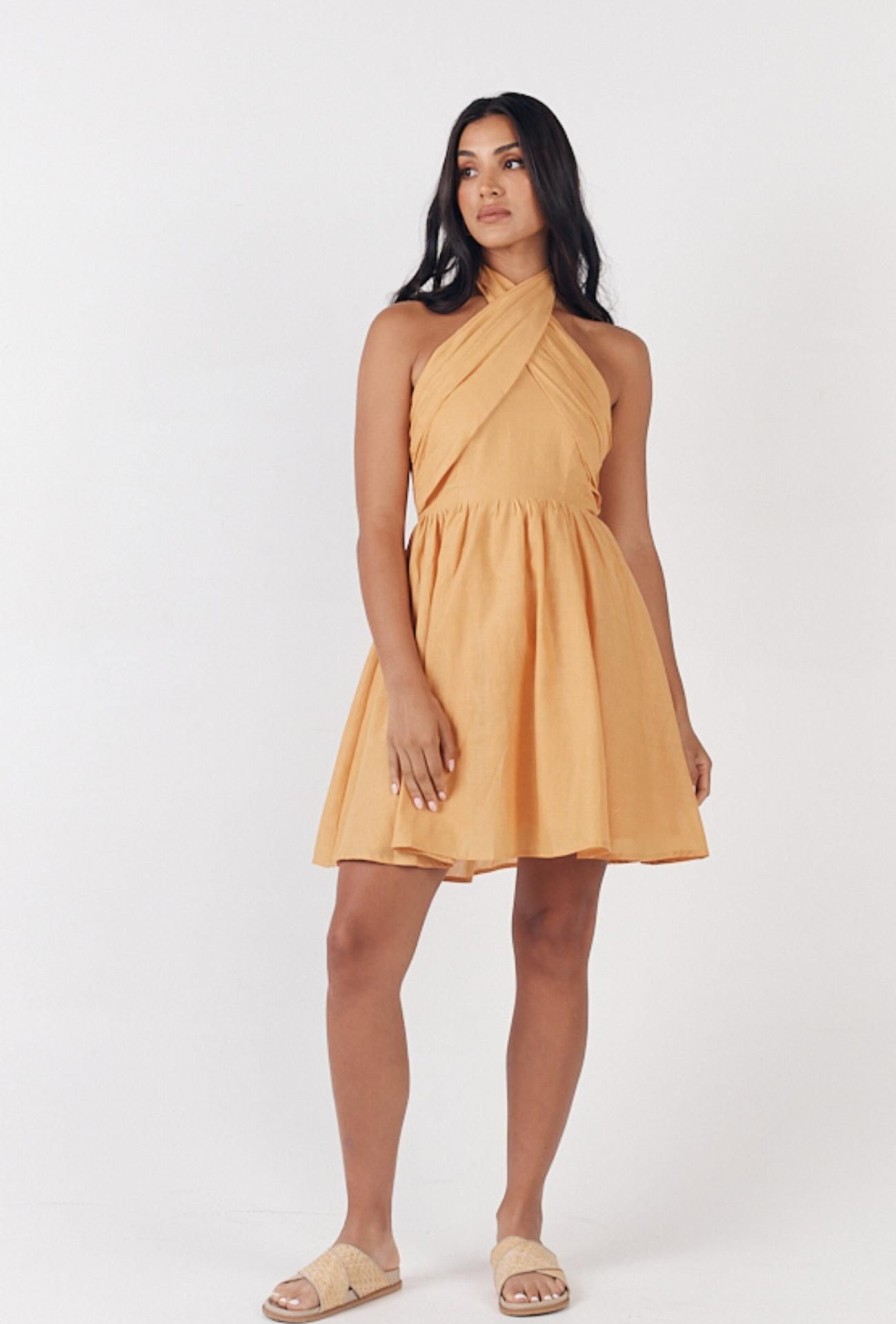 Women Girl and the Sun Dresses | Tahiti Mini Dress-Apricot Orange