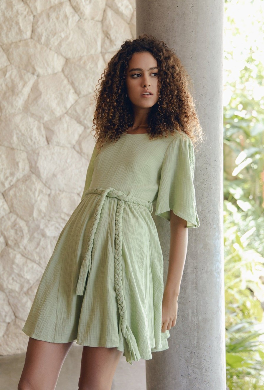 Women Girl and the Sun Dresses | Moira Mini Dress-Apple Green