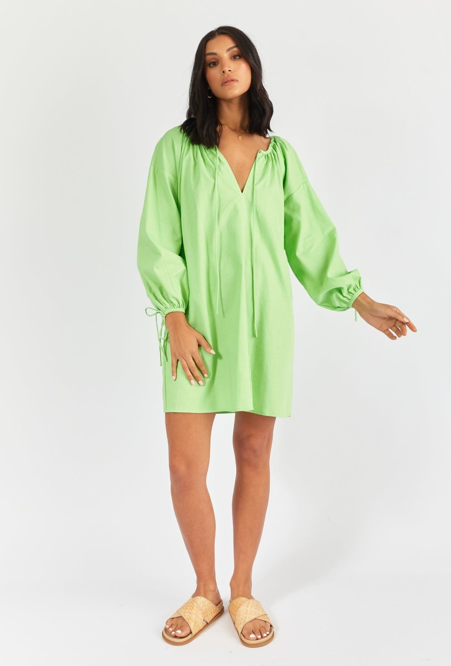 Women Girl and the Sun Dresses | Luisa Mini Dress-Apple Green