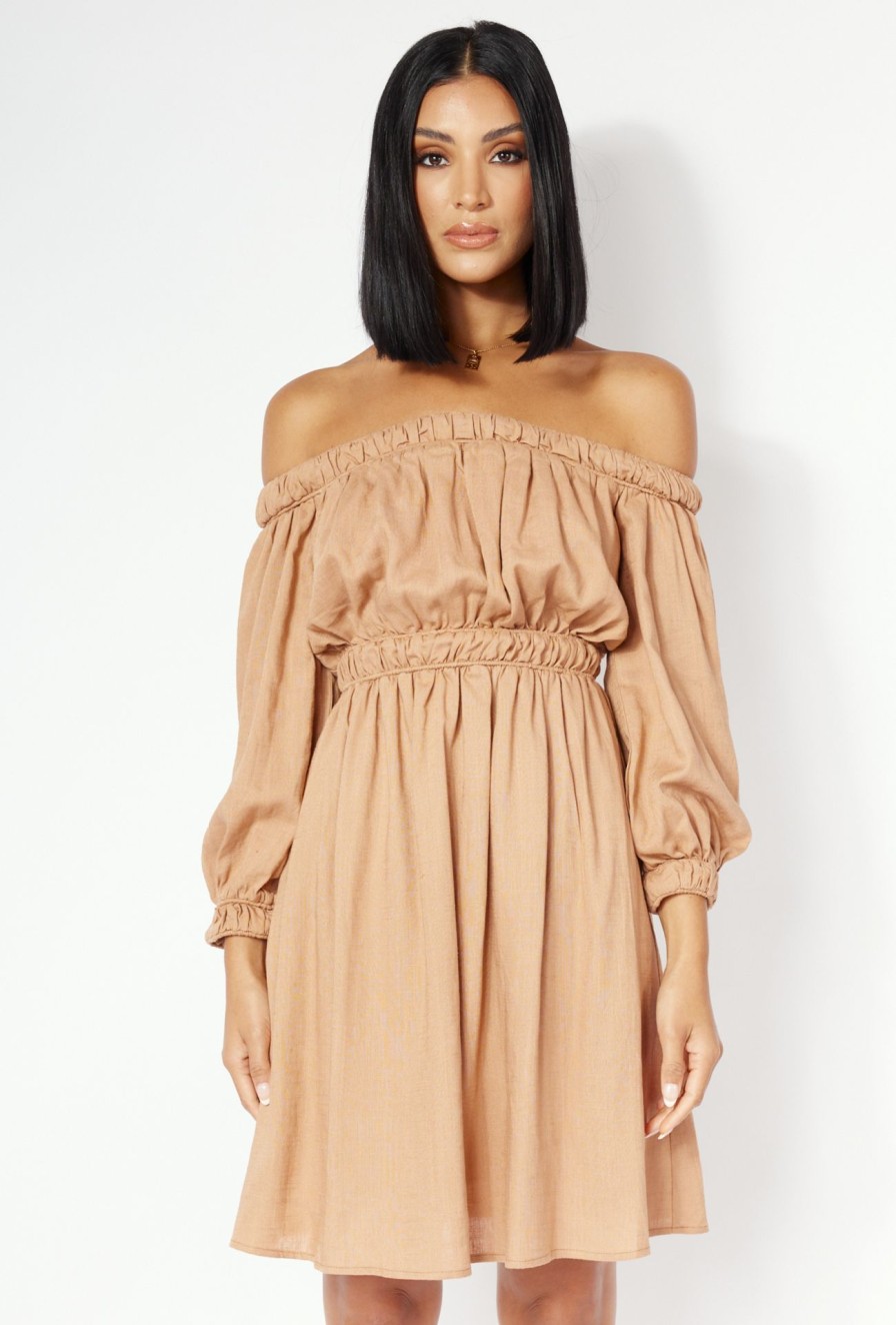 Women Girl and the Sun Dresses | Reign Mini Dress-Toffee