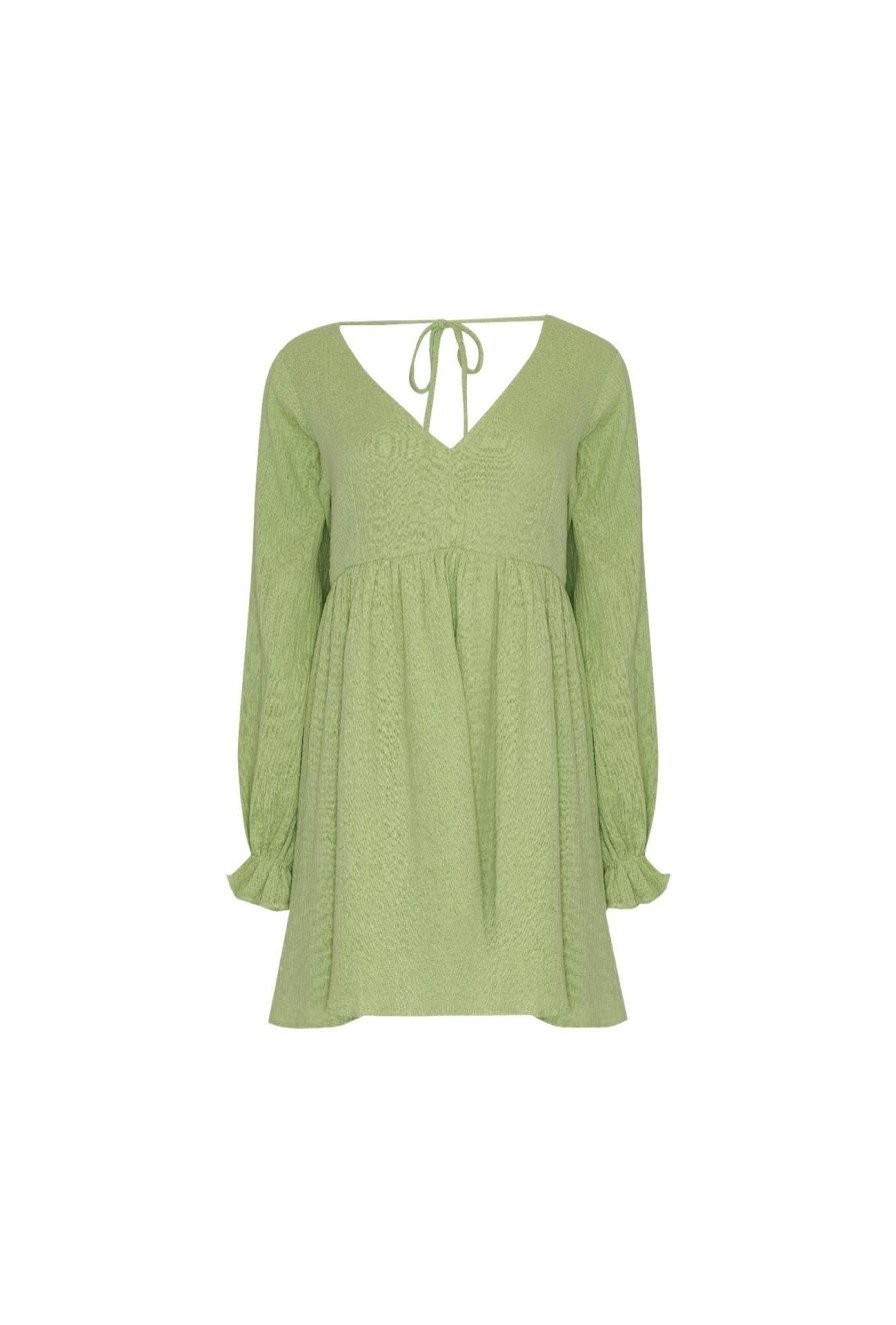 Women Girl and the Sun Dresses | Zion Mini Dress-Green Gauze