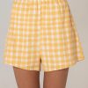 Women Girl and the Sun Bottoms | Delta Shorts-Mustard/Blush Check