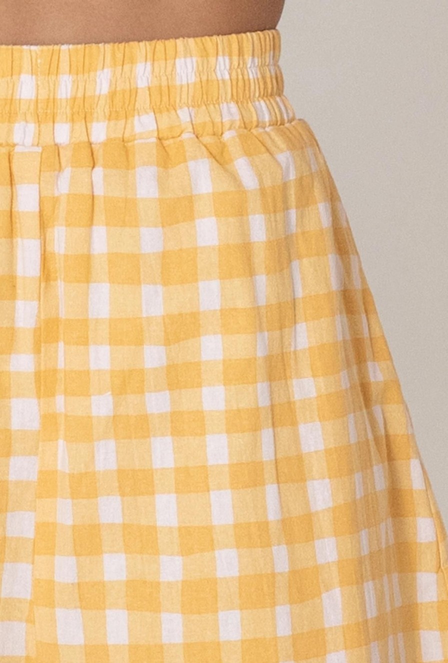 Women Girl and the Sun Bottoms | Delta Shorts-Mustard/Blush Check