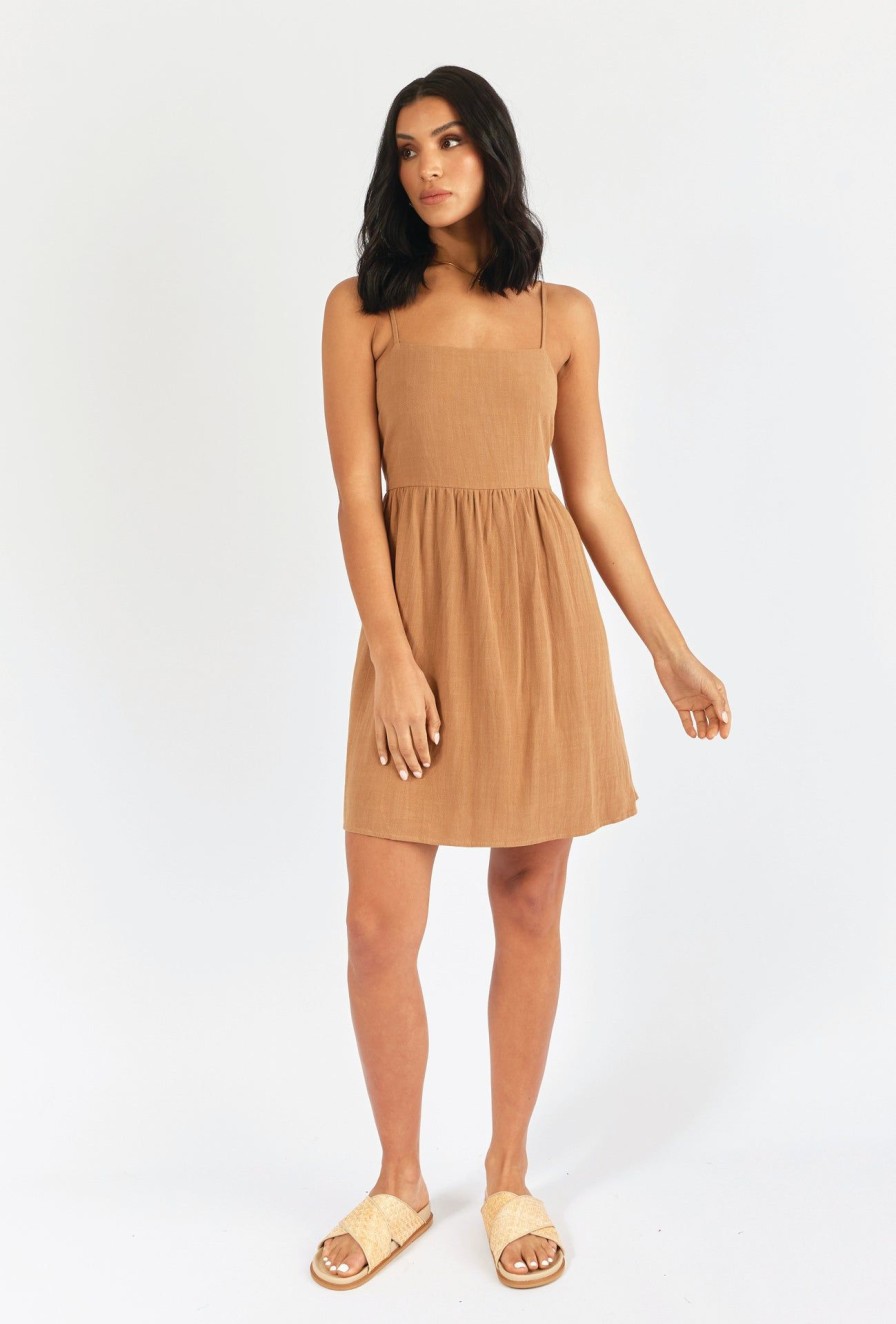 Women Girl and the Sun Dresses | Janna Mini Dress-Walnut