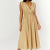 Women Girl and the Sun Dresses | Della Midi Dress-Khaki