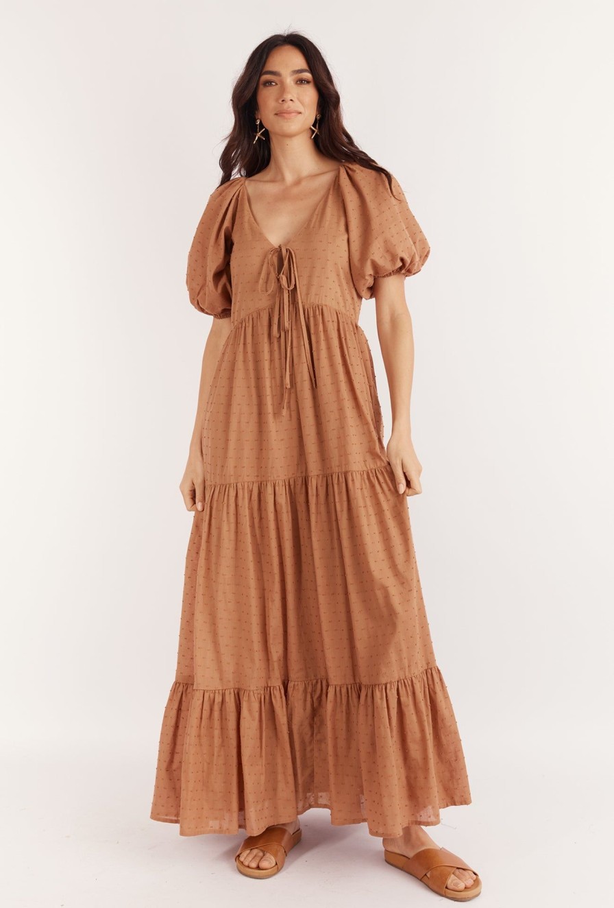 Women Girl and the Sun Dresses | Valentina Maxi Dress-Brown Spot